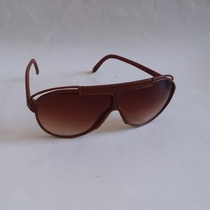 NWT Vintage aviator style w/wood stitch like decor w/gradient amber sunglasses